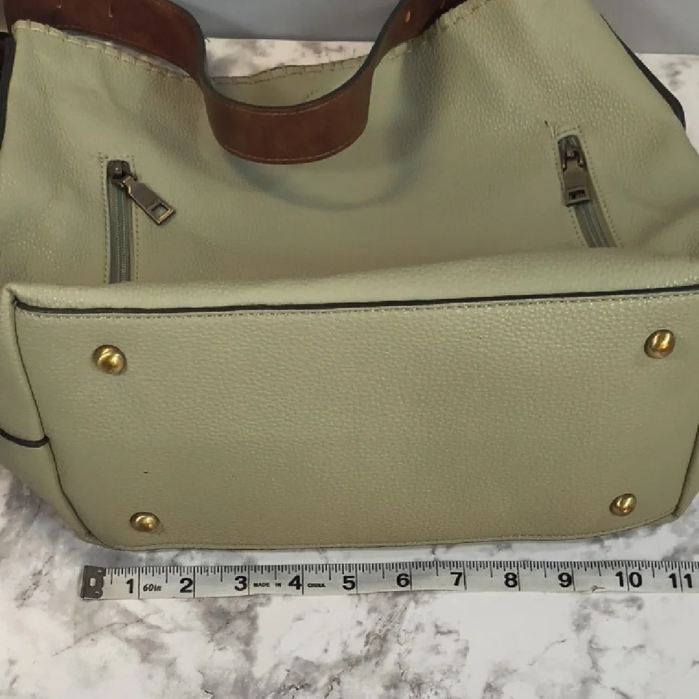 Jen&Co Women's Light Green Alexa Vegan Hobo Bag